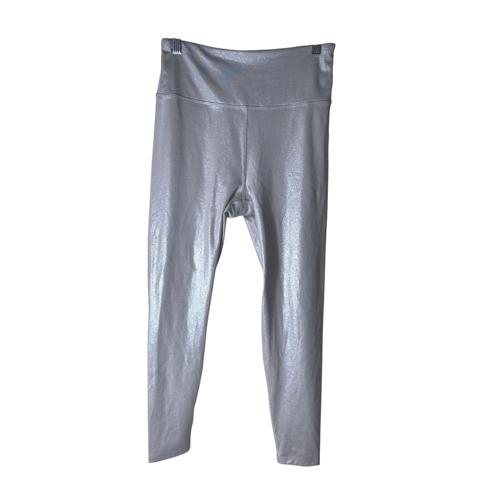 Nanette Lepore Play Silver Metallic Compression Leggings High‎ Rise Womens M NWT